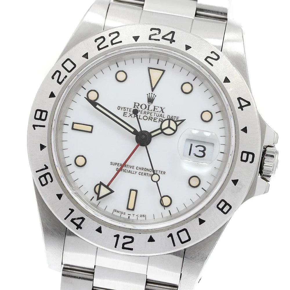 ROLEX EXPLORER WHITE AUTOMATIC WATCH: ROLEX Explorer White Automatic Watch Brand: ROLEX Type: Wristwatch Material: Band Material Stainless Steel, Case Material Stainless Steel Color: Band Color Silver, Dial Colorwhite, Case ColorSilver Si