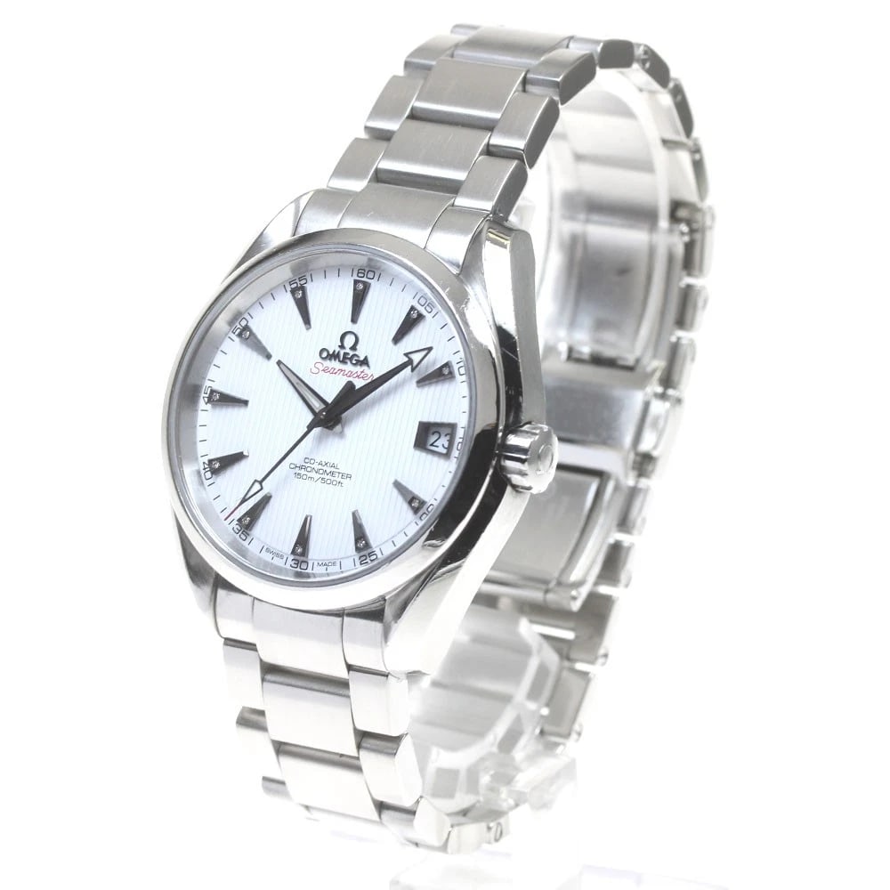 OMEGA SEAMASTER AQUA TERRA DIAMOND WATCH: OMEGA Seamaster Aqua Terra diamond Watch Brand: OMEGA Type: Wristwatch Material: Band Material Stainless Steel, Case Material Stainless Steel Color: Band Color Silver, Dial Colorwhite, Case ColorSilve