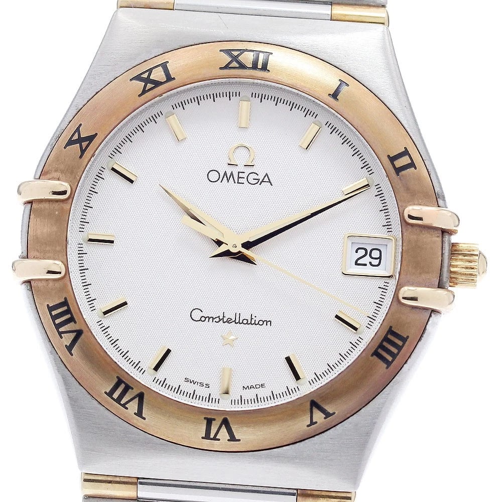 OMEGA CONSTELLATION DATE SILVER QUARTZ WATCH: OMEGA Constellation Date Silver Quartz Watch Brand: OMEGA Type: Wristwatch Material: Band Material Stainless Steel/YG, Case Material Stainless Steel/YG Color: Band Color Silver / Gold, Dial ColorSilve