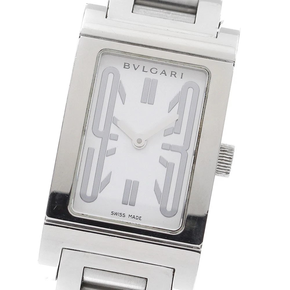 BVLGARI RETTANGOLO WHITE QUARTZ WATCH: BVLGARI Rettangolo white Quartz Watch Brand: BVLGARI Type: Wristwatch Material: Band Material Stainless Steel, Case Material Stainless Steel Color: Band Color Silver, Dial Colorwhite, Case