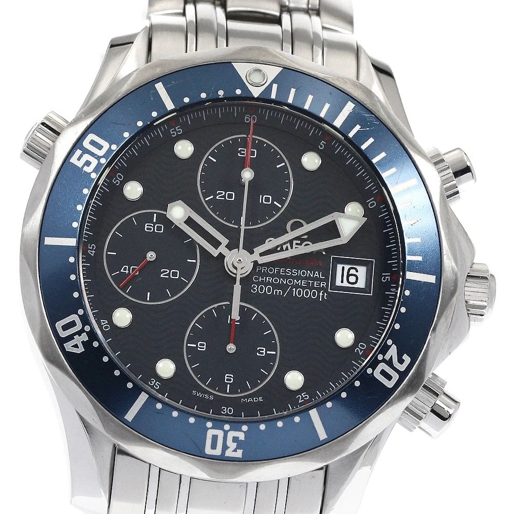 OMEGA SEAMASTER CHRONOGRAPH NAVY AUTOMATIC WATCH: OMEGA Seamaster Chronograph Navy Automatic Watch Brand: OMEGA Type: Wristwatch Material: Band Material Stainless Steel, Case Material Stainless Steel Color: Band Color Silver, Dial ColorNavy, Case