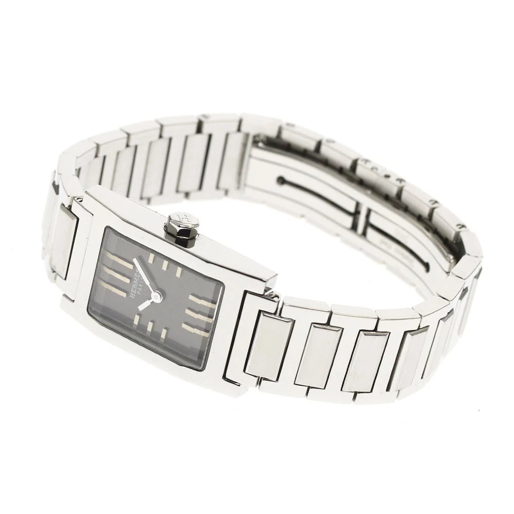 HERMES TANDEM GRAY QUARTZ WATCH: HERMES Tandem Gray Quartz Watch Brand: HERMES Type: Wristwatch Material: Band Material Stainless Steel, Case Material Stainless Steel Color: Band Color Silver, Dial Colorgray, Case ColorSilver Size: