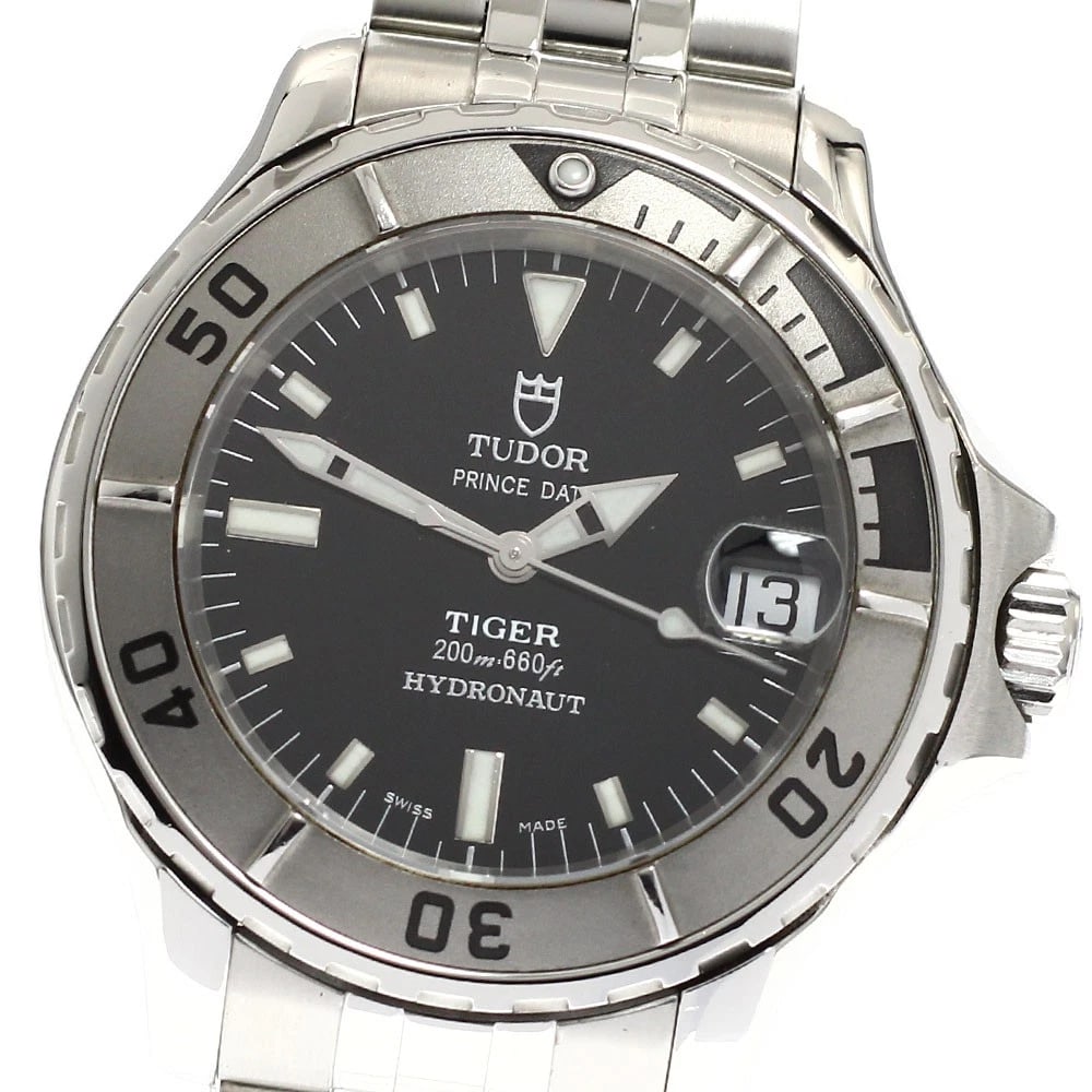TUDOR HYDRO DATE BLACK AUTOMATIC WATCH: TUDOR Hydro Date black Automatic Watch Brand: TUDOR Type: Wristwatch Material: Band Material Stainless Steel, Case Material Stainless Steel Color: Band Color Silver, Dial Colorblack, Case ColorSilver 