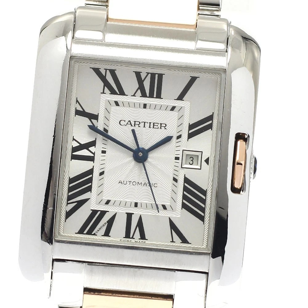CARTIER TANK ANGLAISE PG DATE AUTOMATIC WATCH: CARTIER Tank Anglaise PG date Automatic Watch Brand: CARTIER Type: Wristwatch Material: Band Material Stainless Steel/PG, Case Material Stainless Steel/PG Color: Band Color Silver / Pink Gold, Dial