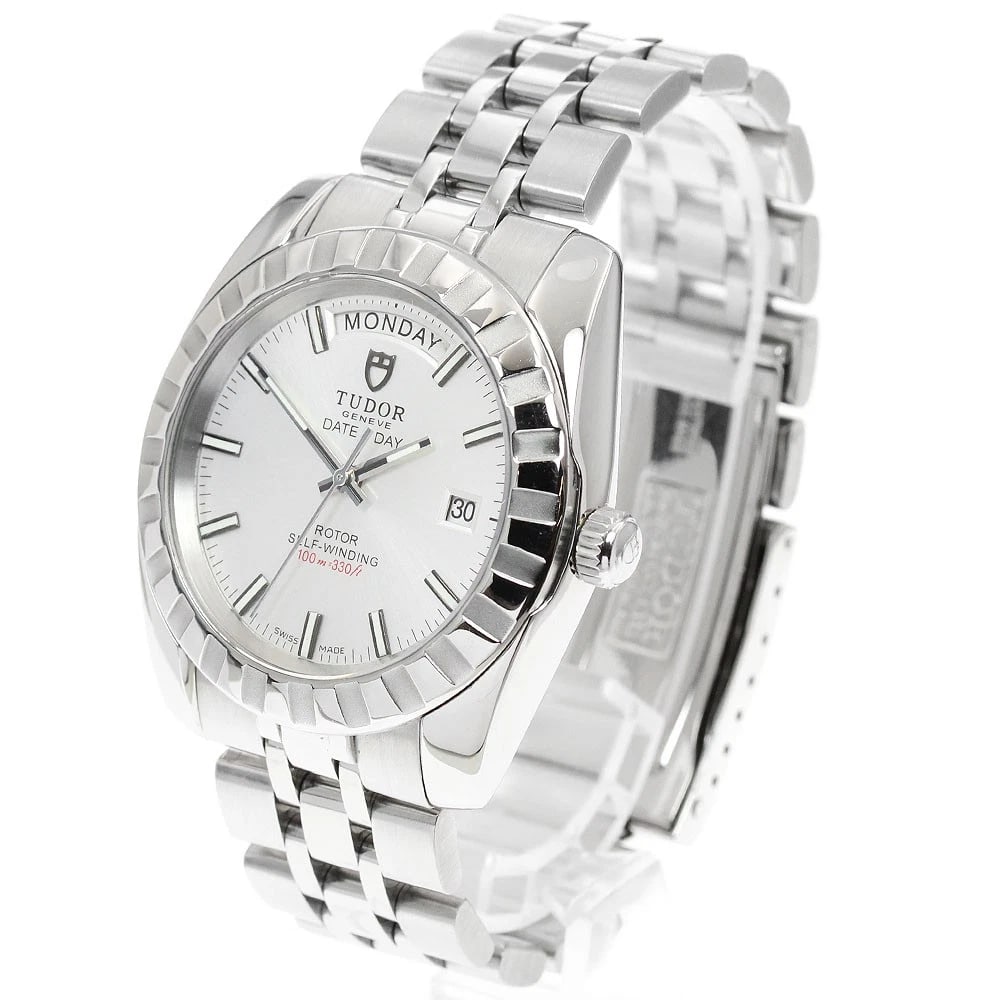 TUDOR CLASSIC DATE SILVER AUTOMATIC WATCH - 2