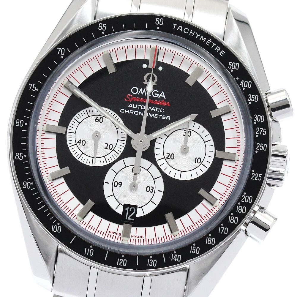 OMEGA SPEEDMASTER LEGEND MICHAEL SCHUMACHER DATE WATCH: OMEGA Speedmaster Legend Michael Schumacher Date Watch Brand: OMEGA Type: Wristwatch Material: Band Material Stainless Steel, Case Material Stainless Steel Color: Band Color Silver, Dial ColorBlack /
