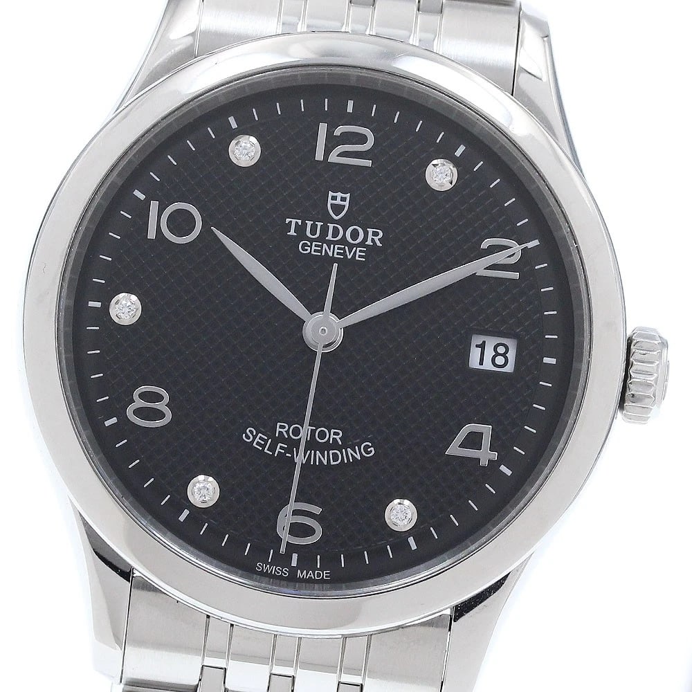 TUDOR DATE BLACK AUTOMATIC WATCH: TUDOR Date black Automatic Watch Brand: TUDOR Type: Wristwatch Material: Band Material Stainless Steel, Case Material Stainless Steel Color: Band Color Silver, Dial Colorblack, Case ColorSilver Size: 