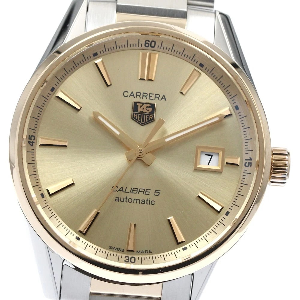 TAG HEUER CARRERA CALIBER GOLD AUTOMATIC WATCH: TAG HEUER Carrera Caliber gold Automatic Watch Brand: TAG HEUER Type: Wristwatch Material: Band Material Stainless Steel/YG, Case Material Stainless Steel//K18YG Color: Band Color Silver / Gold, Dial 