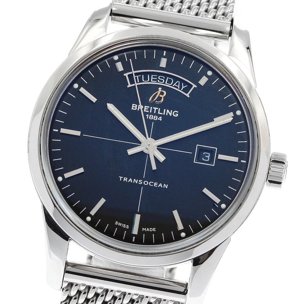 BREITLING TRANSOCEAN DATE BLACK AUTOMATIC WATCH: BREITLING Transocean date black Automatic Watch Brand: BREITLING Type: Wristwatch Material: Band Material Stainless Steel, Case Material Stainless Steel Color: Band Color Silver, Dial Colorblack, Case