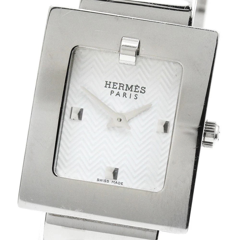 HERMES BELT WATCH WHITE QUARTZ WATCH: HERMES Belt watch white Quartz Watch Brand: HERMES Type: Wristwatch Material: Band Material Stainless Steel, Case Material Stainless Steel Color: Band Color Silver, Dial Colorwhite, Case ColorSilver S