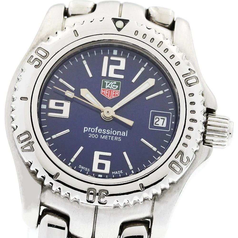 TAG HEUER DATE BLUE QUARTZ WATCH: TAG HEUER Date Blue Quartz Watch Brand: TAG HEUER Type: Wristwatch Material: Band Material Stainless Steel, Case Material Stainless Steel Color: Band Color Silver, Dial Colorblue, Case ColorSilver
