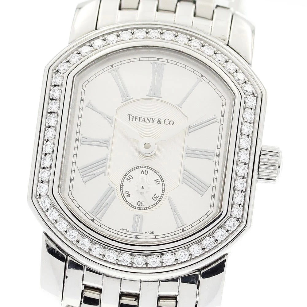 TIFFANY&CO DIAMOND BEZEL SILVER QUARTZ WATCH: TIFFANY&Co Diamond Bezel Silver Quartz Watch Brand: TIFFANY&Co. Type: Wristwatch Material: Band Material Stainless Steel, Case Material Stainless Steel Color: Band Color Silver, Dial ColorSilver, Case