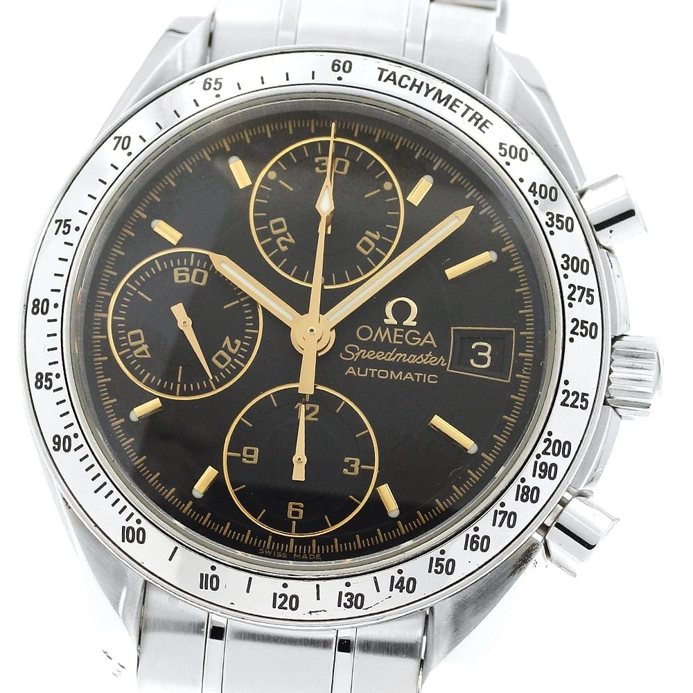 OMEGA SPEEDMASTER DATE CHRONOGRAPH AUTOMATIC WATCH: OMEGA Speedmaster Date Chronograph Automatic Watch Brand: OMEGA Type: Wristwatch Material: Band Material Stainless Steel, Case Material Stainless Steel Color: Band Color Silver, Dial Colorblack, Case 