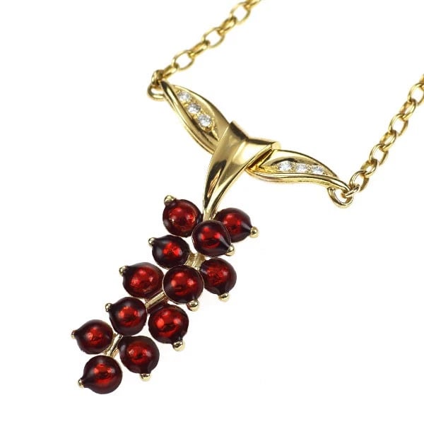 MOWARD ENAMEL/ K18YG DIAMOND PENDANT NECKLACE: Moward enamel/ K18YG diamond pendant necklace Brand: None Type: pendant necklace Material: enamel/ K18YG, Main Stone/Creation Natural Color: Yellow Gold Size: Necklace: Chain Length 39.5cm