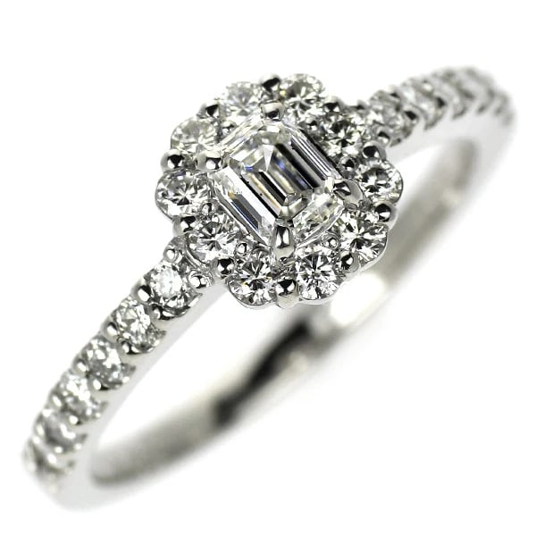 BRAND NEW PT950 EMERALD CUT DIAMOND RING: Brand New Pt950 Emerald Cut Diamond Ring Brand: None Type: rings Material: PT950, Main Stone/Creation Emerald Side stone diamond Color: Silver Size: 6US Accessories: None Accessories Notic