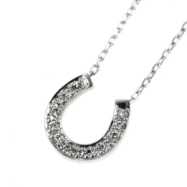 VENDOME AOYAMA PT950/ PT850 DIAMOND PENDANT NECKLACE HORSESHOE: Vendome Aoyama Pt950/ Pt850 Diamond Pendant Necklace Horseshoe Brand: Vendome Aoyama Type: pendant necklace Material: Pt950/ Pt850, Main Stone/Creation Natural Color: Silver Size: Necklace: Chain
