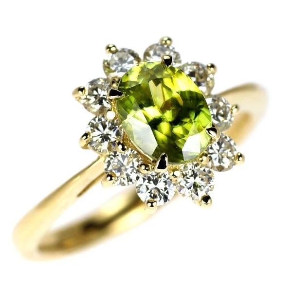 K18YG SPHENE DIAMOND RING: K18YG Sphene Diamond Ring Brand: None Type: rings Material: K18YG, Main Stone/Creation Natural Color: Yellow Gold Size: 6US Accessories: None Accessories Notice: When purchasing pre-owned goods,