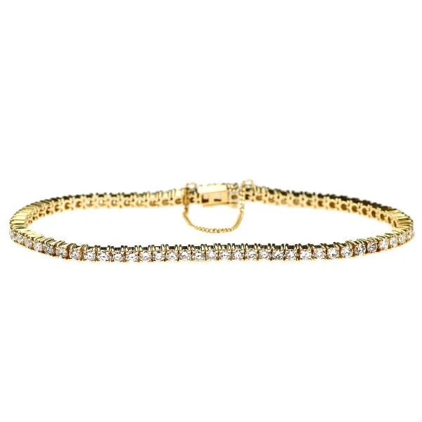 K18YG DIAMOND TENNIS BRACELET: K18YG diamond tennis bracelet Brand: None Type: bracelets Material: K18YG, Main Stone/Creation Natural Color: Yellow Gold Size: Length/Width/Diameter (CM) 2.9 Accessories: None Accessories Notice:
