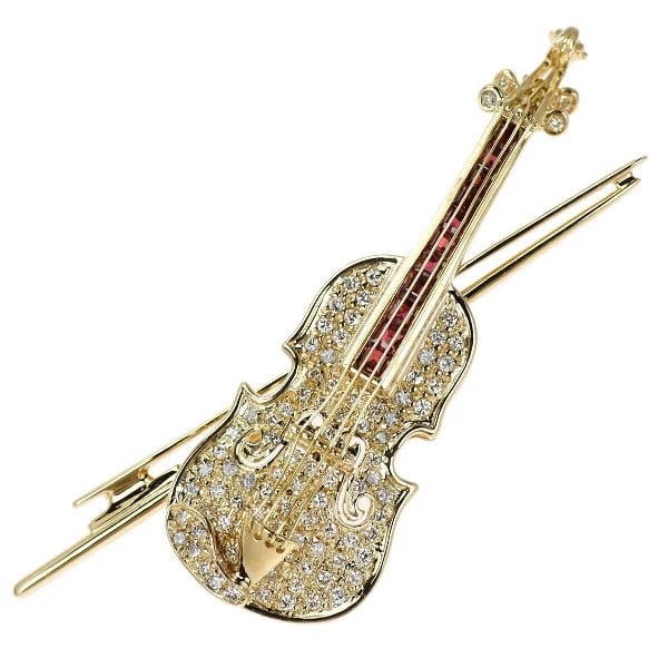 K18YG DIAMOND RUBY BROOCH AND PENDANT TOP: K18YG Diamond Ruby Brooch and Pendant Top Brand: None Type: brooch Material: K18YG, Main Stone/Creation rubySide Stone diamond Color: Yellow Gold Size: Length/Width/Diameter (CM) 49.7 Accessories: