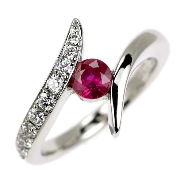 PT900 RUBY DIAMOND RING: Pt900 ruby diamond ring Brand: None Type: rings Material: Pt900, Main Stone/Creation rubySide Stone diamond Color: Silver Size: 5.5 - 5.75US Accessories: None Accessories Notice: When purc