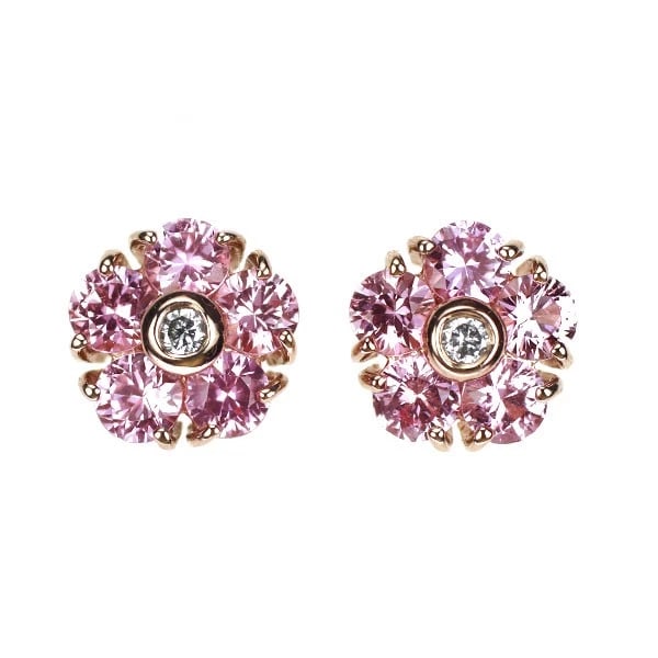 PONTE VECCHIO K18PG PINK SAPPHIRE DIAMOND EARRING: Ponte Vecchio K18PG pink sapphire diamond earring Brand: Pontevecchio Type: piercing Material: K18PG, Main Stone/Creation sapphire side stone diamond Color: Pink Gold Size: Length/Width/Diameter (CM) 