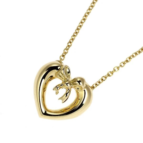 TIFFANY & CO K18YG PENDANT NECKLACE HEART RIBBON: Tiffany & Co K18YG pendant necklace heart ribbon Brand: Tiffany Type: pendant necklace Material: K18YG, Color: Yellow Gold Size: Necklace: Chain Length 41.5cm Accessories: None Accessories Notice: