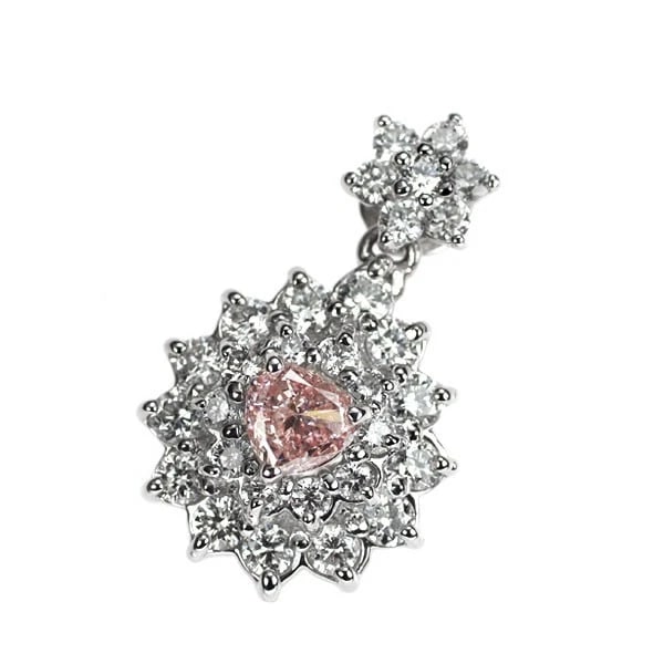 PT900 NATURAL PINK DIAMOND PENDANT TOP: Pt900 Natural Pink Diamond Pendant Top Brand: None Type: pendant top Material: PT900, Main Stone/Creation Natural Color: Silver Size: Length/Width/Diameter (CM) 19.4 Accessories: None Acce