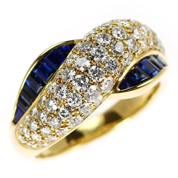 PIKIOTTI K18YG DIAMOND SAPPHIRE RING: Pikiotti K18YG Diamond Sapphire Ring Brand: None Type: rings Material: K18YG, Main Stone/Creation sapphireSideStone Diamond Color: Yellow Gold Size: 7.75 - 8US Accessories: None Accessorie