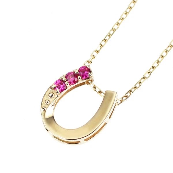 K10YG RUBY DIAMOND PENDANT NECKLACE: K10YG Ruby Diamond Pendant Necklace Brand: None Type: pendant necklace Material: K18YG, Main Stone/Creation rubySideStone Diamond Color: Yellow Gold Size: Necklace: Chain Length 41cm Accessories: