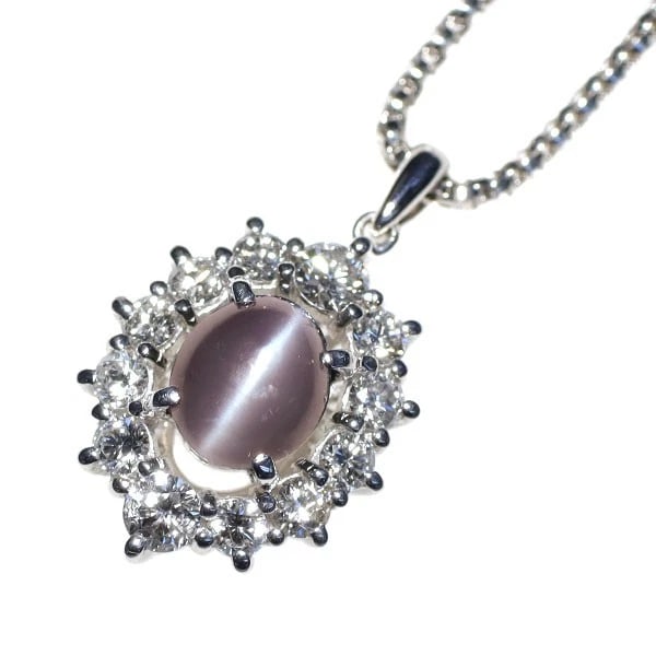 K18WG ALEXANDRITE CAT'S EYE DIAMOND PENDANT NECKLACE: K18WG Alexandrite Cat's Eye Diamond Pendant Necklace Brand: None Type: pendant necklace Material: K18WG, Main Stone/Creation Catseye Color: WHITE GOLD Size: Necklace: Chain Length ?46cm Accessorie