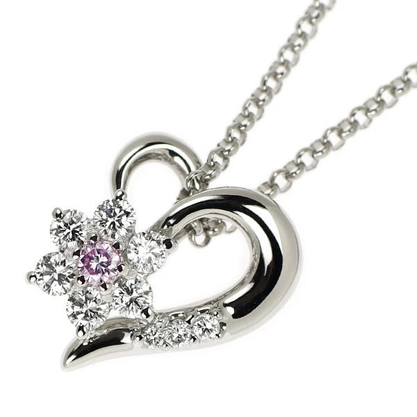 PT900/ PT850 DIAMOND PENDANT NECKLACE: Pt900/ Pt850 Diamond Pendant Necklace Brand: None Type: pendant necklace Material: Pt900/ Pt850, Main Stone/Creation Natural Color: Silver Size: Necklace: Chain Length 40.5cm Accessories: None