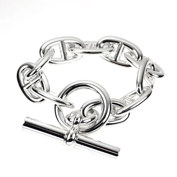 HERMES SV BRACELET: Hermes SV bracelet Brand: Hermes Type: bracelets Material: SV, Color: SV Size: Length/Width/Diameter (CM) 14.0 Accessories: None Accessories Notice: When purchasing pre-owned goods, please