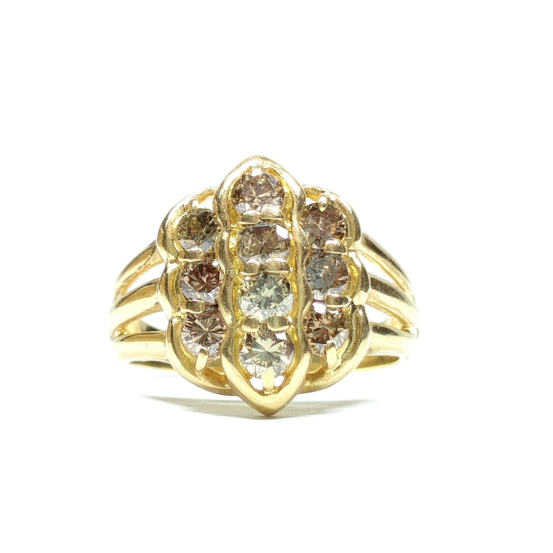 JEWELRY RING NATURAL DIAMOND GOLD: Jewelry Ring Natural Diamond Gold Brand: Unbranded Type: Ring Material: Gold, Color: Yellow Gold Size: US 5 3/8 Accessories: None Accessories Notice: When purchasing pre-owned goods, pleas