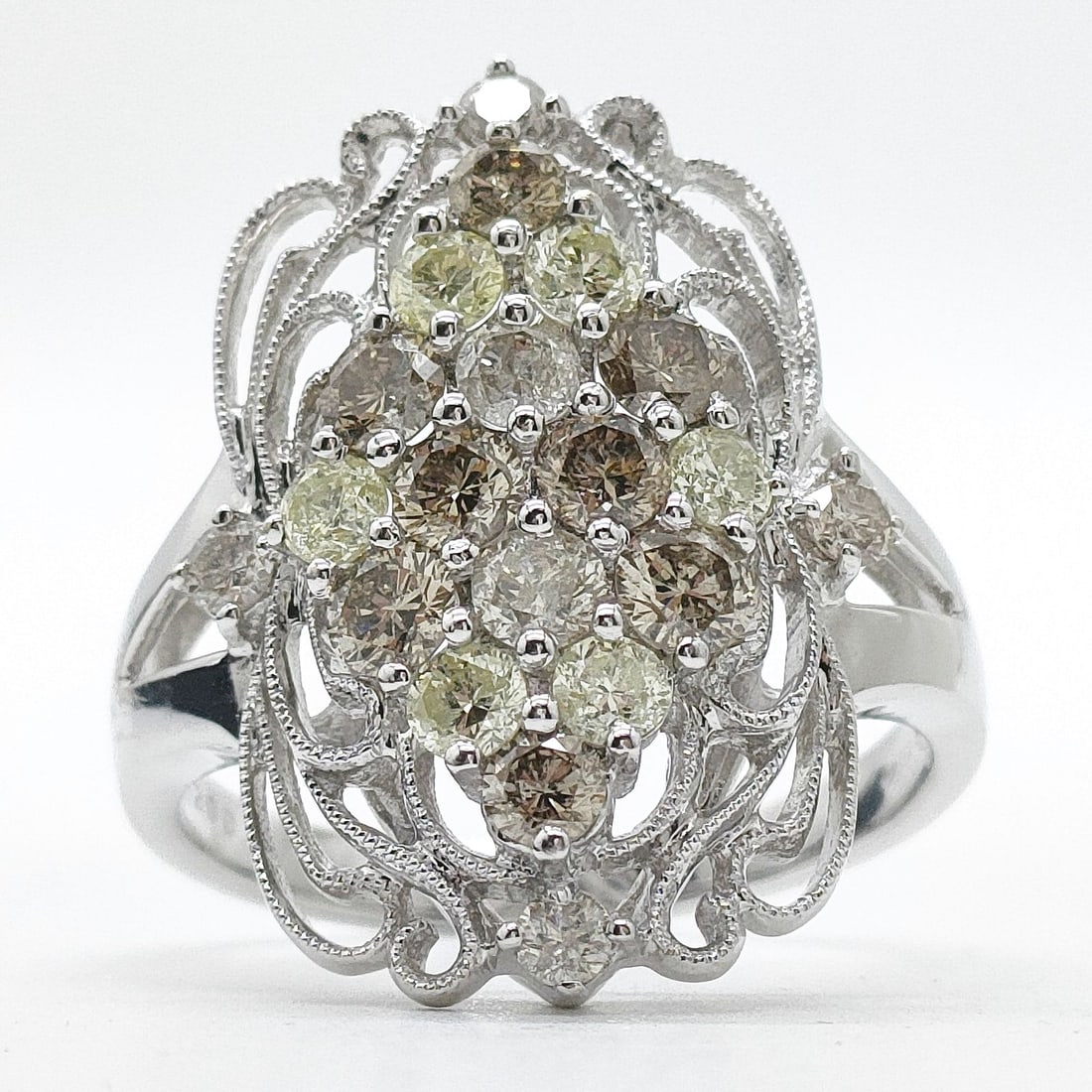 JEWELRY RING NATURAL DIAMOND WHITE GOLD: Jewelry Ring Natural Diamond White Gold Brand: Unbranded Type: Ring Material: White gold, Color: White gold Size: US 8 3/4 Accessories: None Accessories Notice: When purchasing pre-owned g