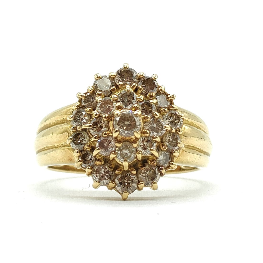 JEWELRY RING NATURAL DIAMOND GOLD: Jewelry Ring Natural Diamond Gold Brand: Unbranded Type: Ring Material: Gold, Color: Yellow Gold Size: US 5 3/4 Accessories: None Accessories Notice: When purchasing pre-owned goods, pleas