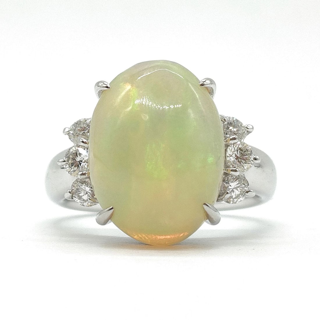 JEWELRY RING OPAL PLATINUM: Jewelry Ring Opal Platinum Brand: Unbranded Type: Ring Material: Platinum, Main Stone/Creation Opal Color: Platinum Size: US 6 1/4 Accessories: None Accessories Notice: When purchasing pre