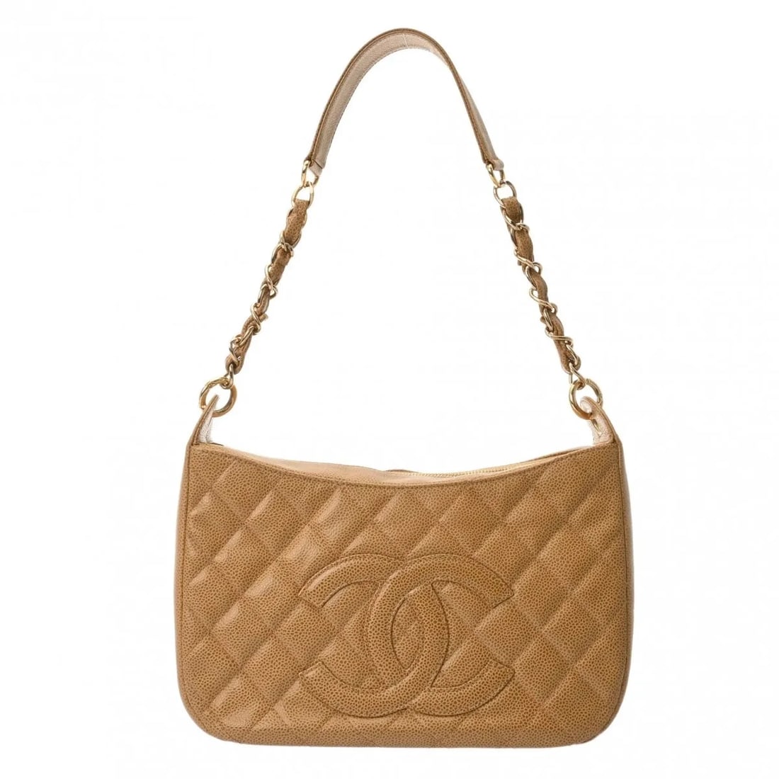 CHANEL HANDBAG SHOULDER BAG CAVIAR SKIN GOLD, BEIGE: Chanel Handbag Shoulder Bag Caviar Skin Gold, Beige Brand: Chanel Type: Shoulder Bag Material: Caviar Skin Color: Gold, Beige Size: W 25cm / H 21cm / D 9cm Accessories: None Accessories No