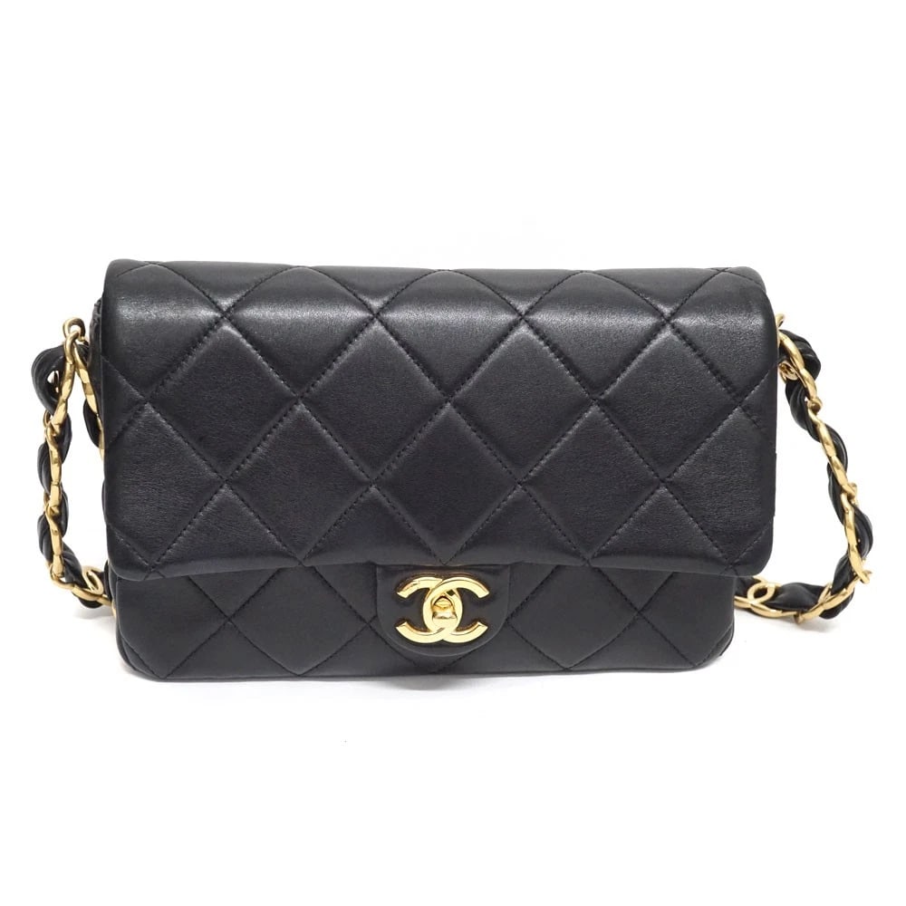 CHANEL FLAP BAG LEATHER BLACK GOLD HARDWARE WITH BOX DUST BAG: Chanel Flap Bag Leather Black Gold Hardware with Box Dust Bag Brand: CHANEL Type: Handbag Material: leather Color: Black/Gold hardware Size: W24cm x H16cm x D6.5cm Accessories: None Access