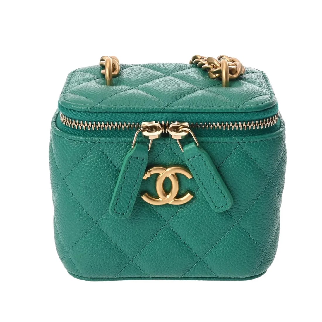CHANEL HANDBAG HANDBAG GRAINED CALFSKIN GOLD, GREEN (1 of 6)