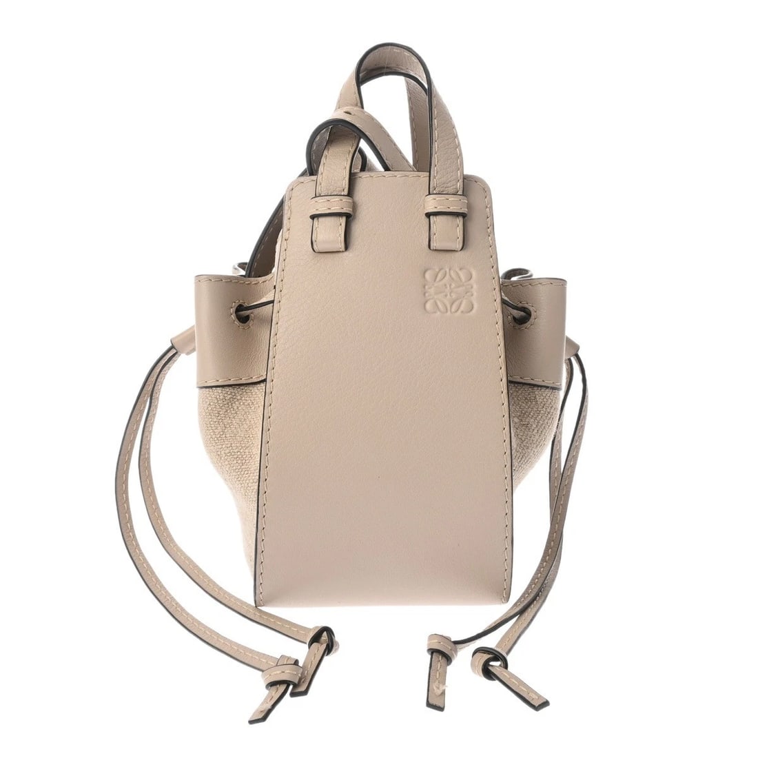 LOEWE HANDBAG SHOULDER BAG CANVAS / CALFSKIN SILVER: Loewe Handbag Shoulder Bag Canvas / Calfskin Silver Brand: Loewe Type: Shoulder Bag Material: Canvas / Calfskin Color: Silver Size: W 18cm / H 19cm / D 10.5cm Accessories: None Accessories