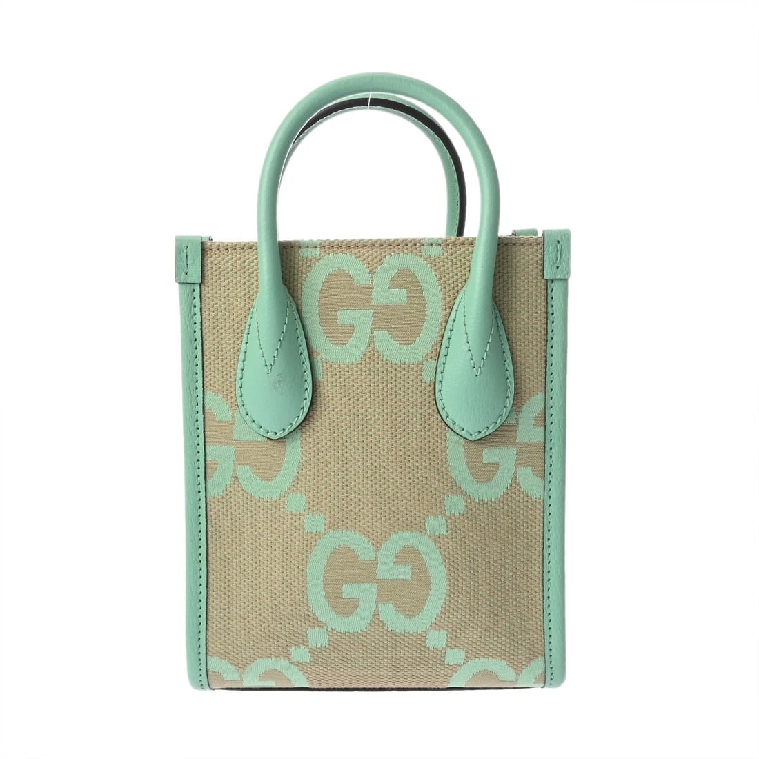GUCCI HANDBAG TOTE BAG LEATHER / CANVAS GOLD, GREEN, BEIGE: Gucci Handbag Tote Bag Leather / Canvas Gold, Green, Beige Brand: Gucci Type: Tote Bag Material: Leather / Canvas Color: Gold, Green, Beige Size: W 16cm / H 19.5cm / D 7cm Accessories: None
