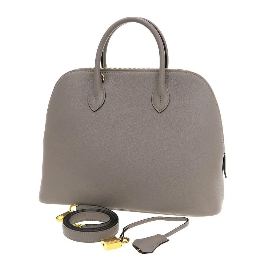 HERMÈS BOLIDE GREY TOGO GOLD HARDWARE BOX (1 of 6)