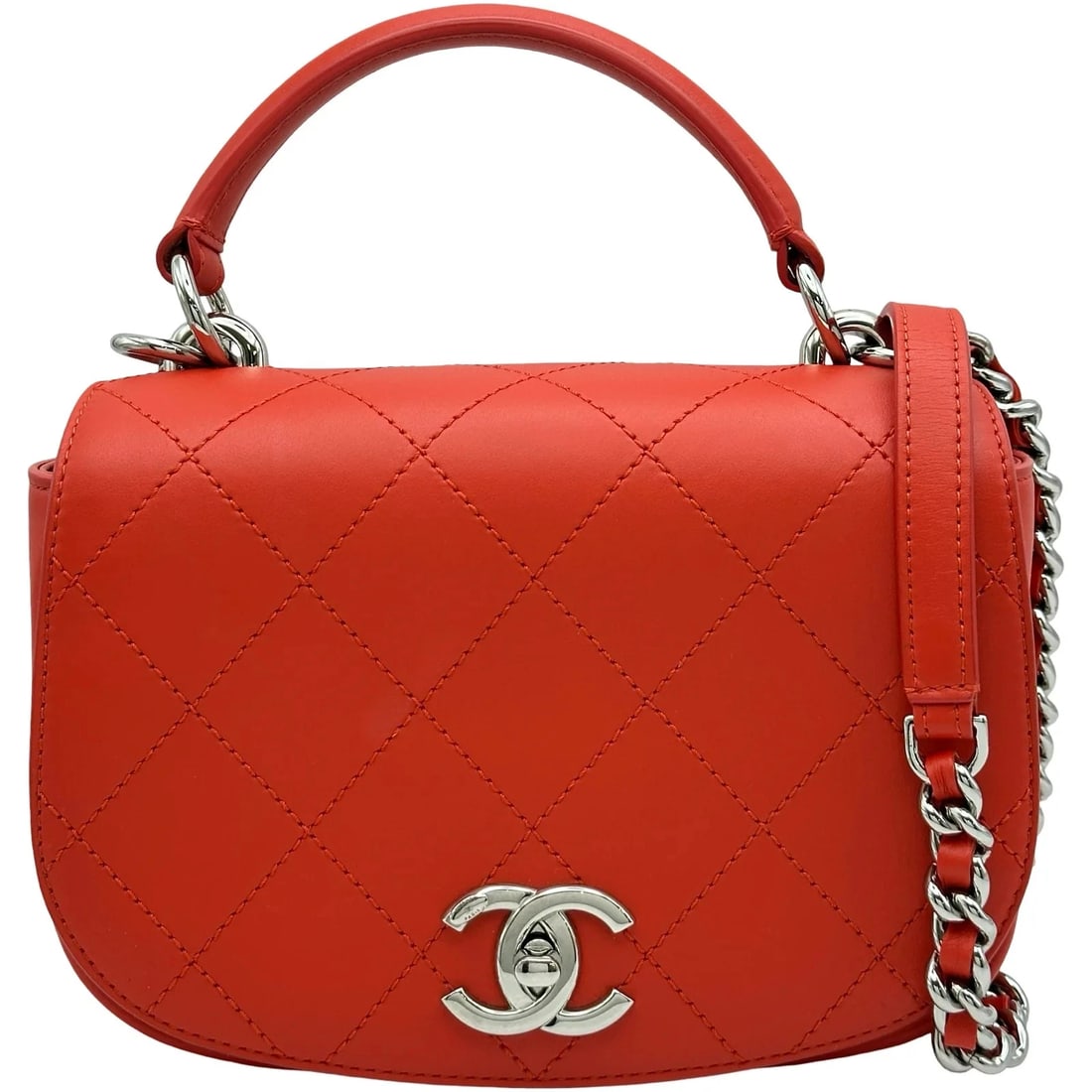 CHANEL CLASSIC FLAP RED CALFSKIN SHOULDER BAG: CHANEL Classic Flap Red Calfskin Shoulder Bag Brand: Chanel Type: Shoulder Bag Material: Calfskin Color: Red Size: W20cm x H15cm x D9cm Accessories: None Accessories Notice: When purchasing pre-owned