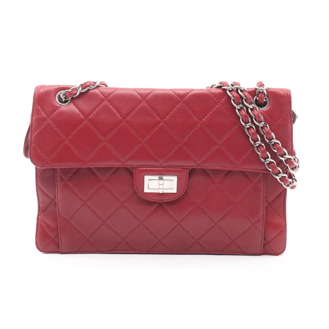 CHANEL MATELASSE SHOULDER BAG RED LAMBSKIN LEATHER: Chanel Matelasse Shoulder Bag Red Lambskin Leather Brand: Chanel Type: Shoulder Bag Material: Lambskin Leather Color: Red Size: W32cm x H22cm x D3.5/2cm Accessories: None Accessories Notice: When
