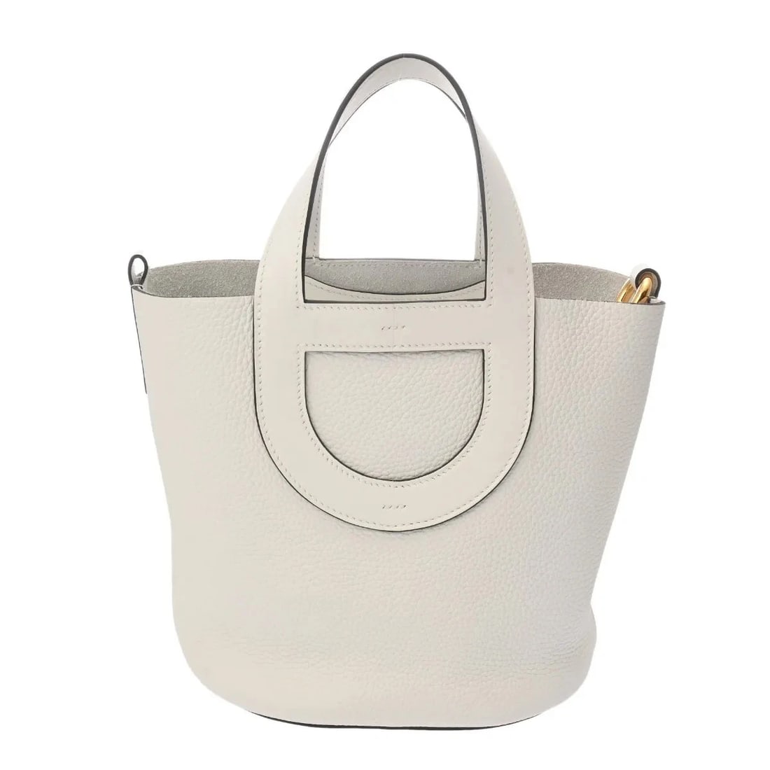 HERMES HANDBAG HANDBAG CLEMENCE LEATHER: Hermes Handbag Handbag Clemence Leather Brand: Hermes Type: Handbag Material: Clemence Leather / Swift Leather Color: White, Gold Size: W 17.5cm / H 19.5cm / D 12cm Accessories: None Acces