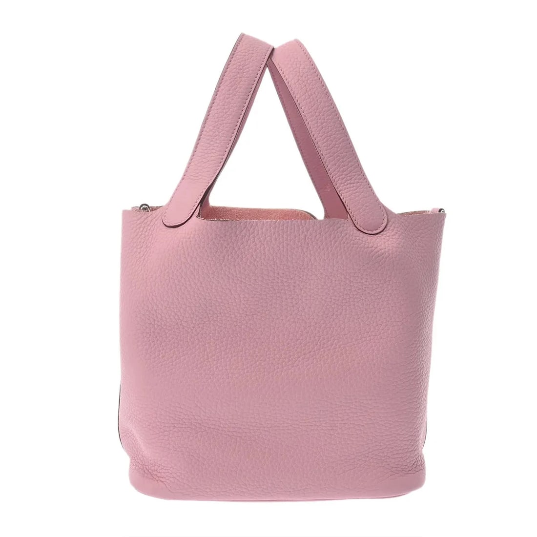 HERMES PICOTIN HANDBAG CLEMENCE LEATHER SILVER: Hermes Picotin Handbag Clemence Leather Silver Brand: Hermes Type: Handbag Material: Clemence Leather Color: Silver Size: W 22cm / H 22cm / D 18cm Accessories: None Accessories Notice: Whe