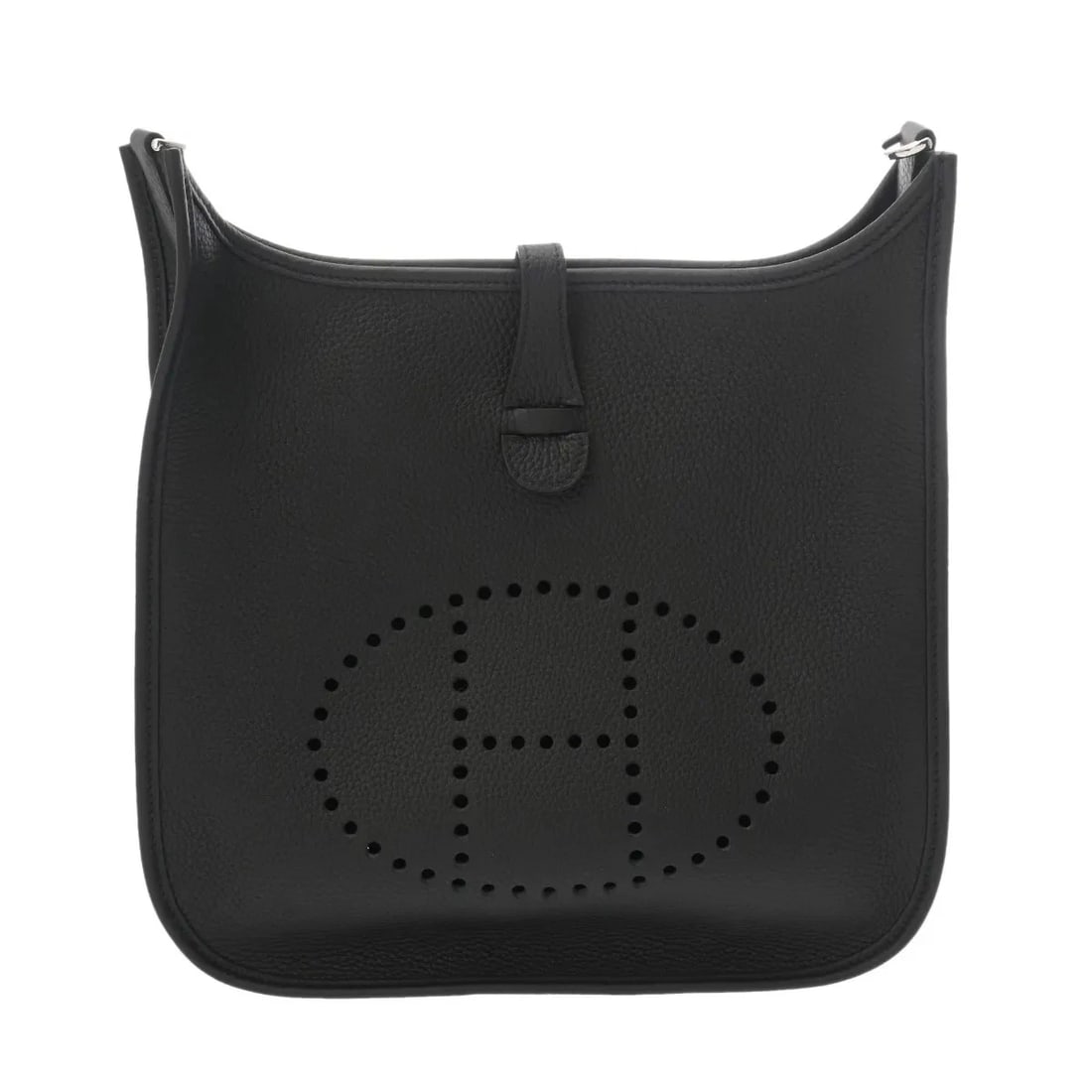 HERMES PM SHOULDER BAG CLEMENCE LEATHER BLACK, SILVER: Hermes PM Shoulder Bag Clemence Leather Black, Silver Brand: Hermes Type: Shoulder Bag Material: Clemence Leather Color: Black, Silver Size: W 29cm / H 28cm / D 8.5cm Accessories: None Acc
