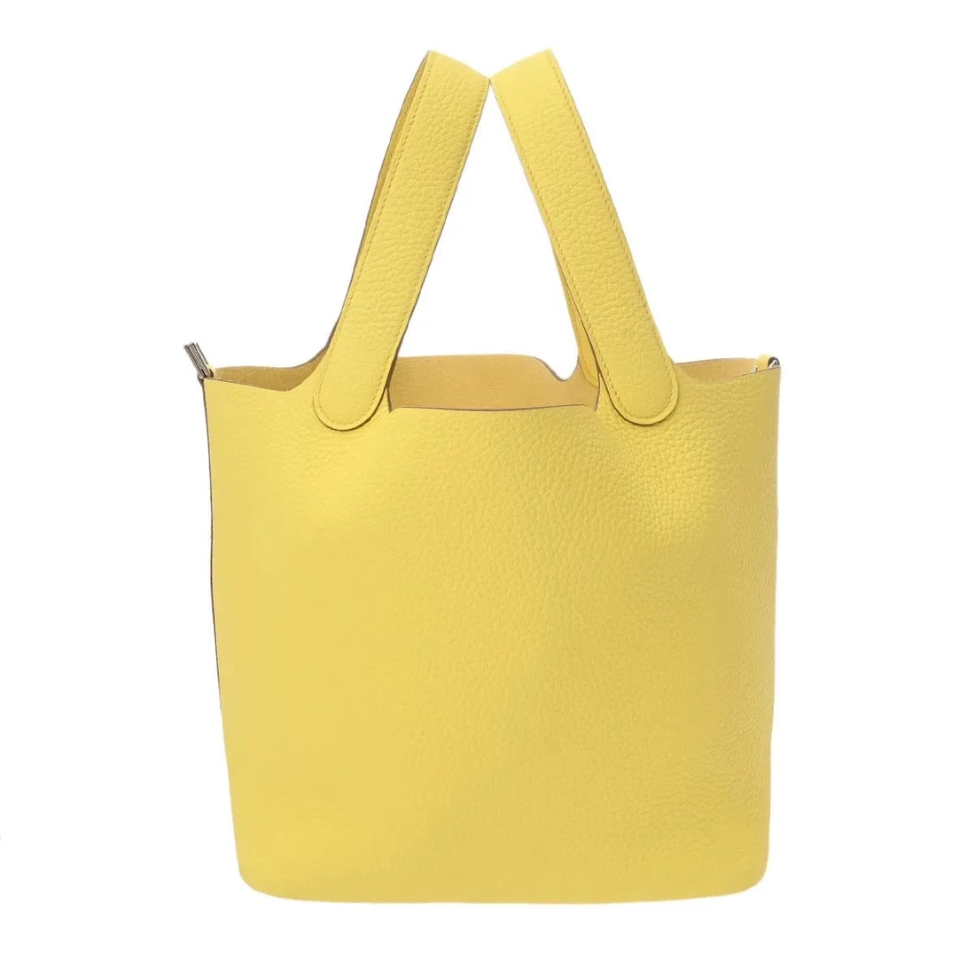 HERMES PICOTIN HANDBAG CLEMENCE LEATHER SILVER: Hermes Picotin Handbag Clemence Leather Silver Brand: Hermes Type: Handbag Material: Clemence Leather Color: Silver Size: W 22cm / H 22cm / D 17cm Accessories: None Accessories Notice: Whe