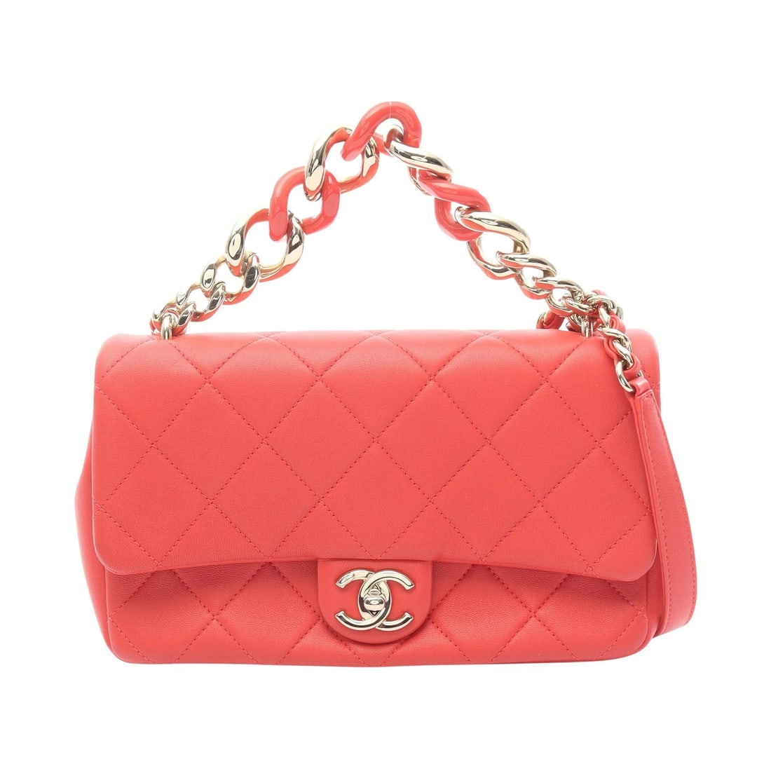 CHANEL MATELASSE SHOULDER BAG RED LAMBSKIN LEATHER: Chanel Matelasse Shoulder Bag Red Lambskin Leather Brand: Chanel Type: Shoulder Bag Material: Lambskin Leather Color: Red Size: W23.5cm x H14cm x D6cm Accessories: None Accessories Notice: