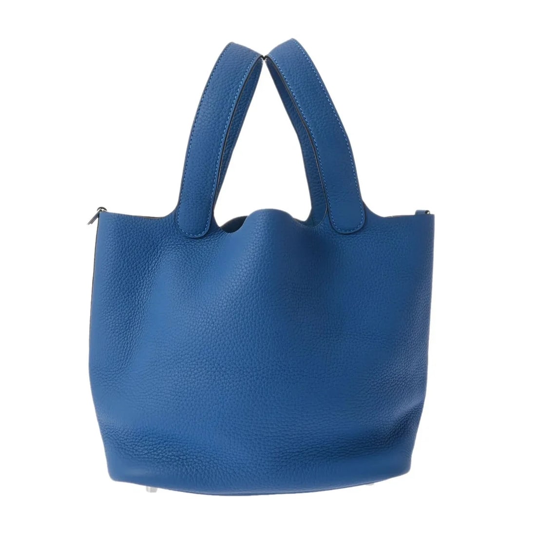 HERMES PICOTIN HANDBAG CLEMENCE LEATHER SILVER: Hermes Picotin Handbag Clemence Leather Silver Brand: Hermes Type: Handbag Material: Clemence Leather Color: Silver Size: W 22cm / H 22cm / D 18cm Accessories: None Accessories Notice: Whe